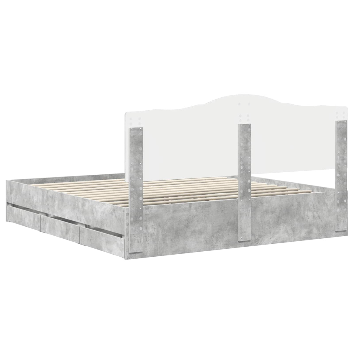 Bed Frame with Drawer Concrete Grey 180 x 200 cm Engineer Wood