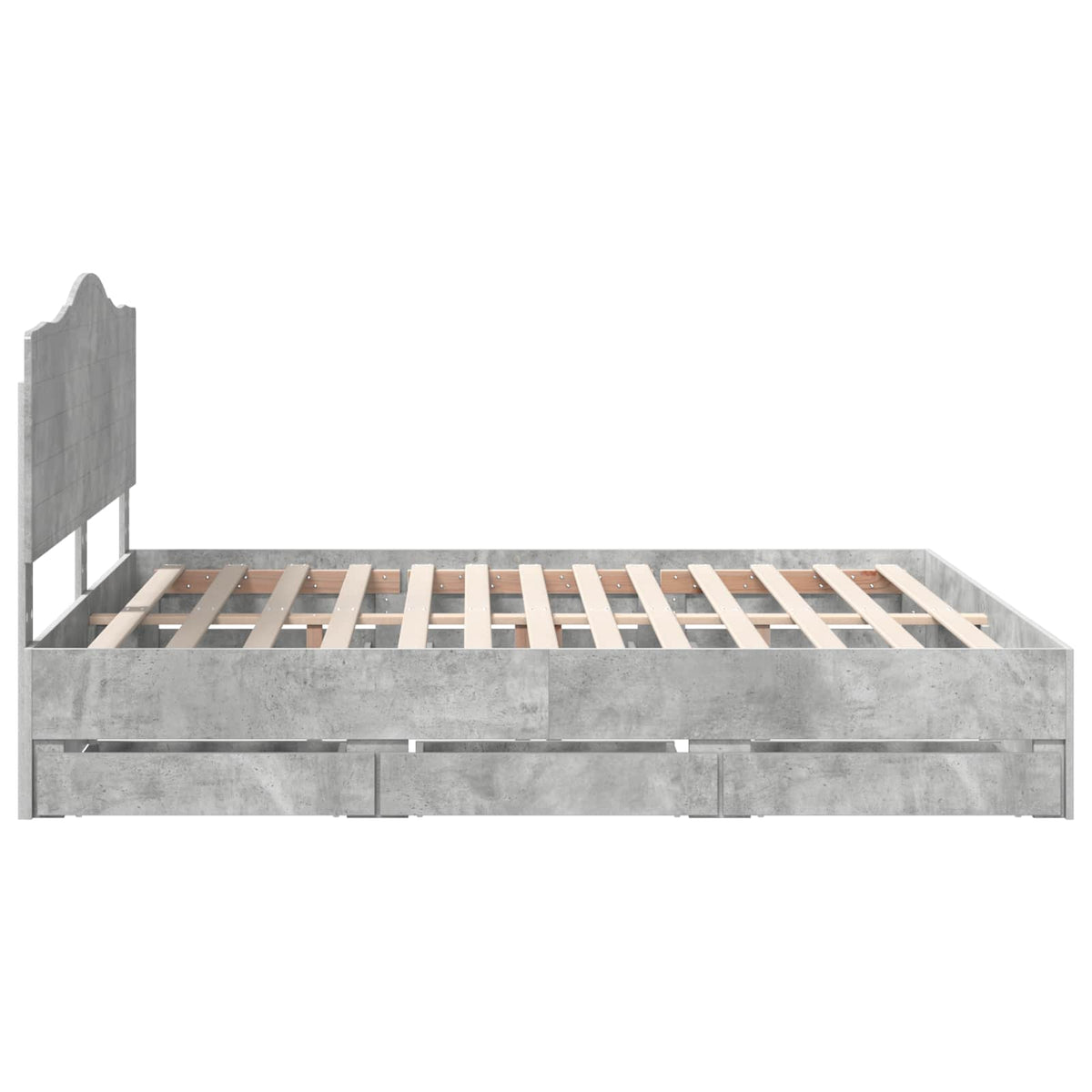 Bed Frame with Drawer Concrete Grey 180 x 200 cm Engineer Wood