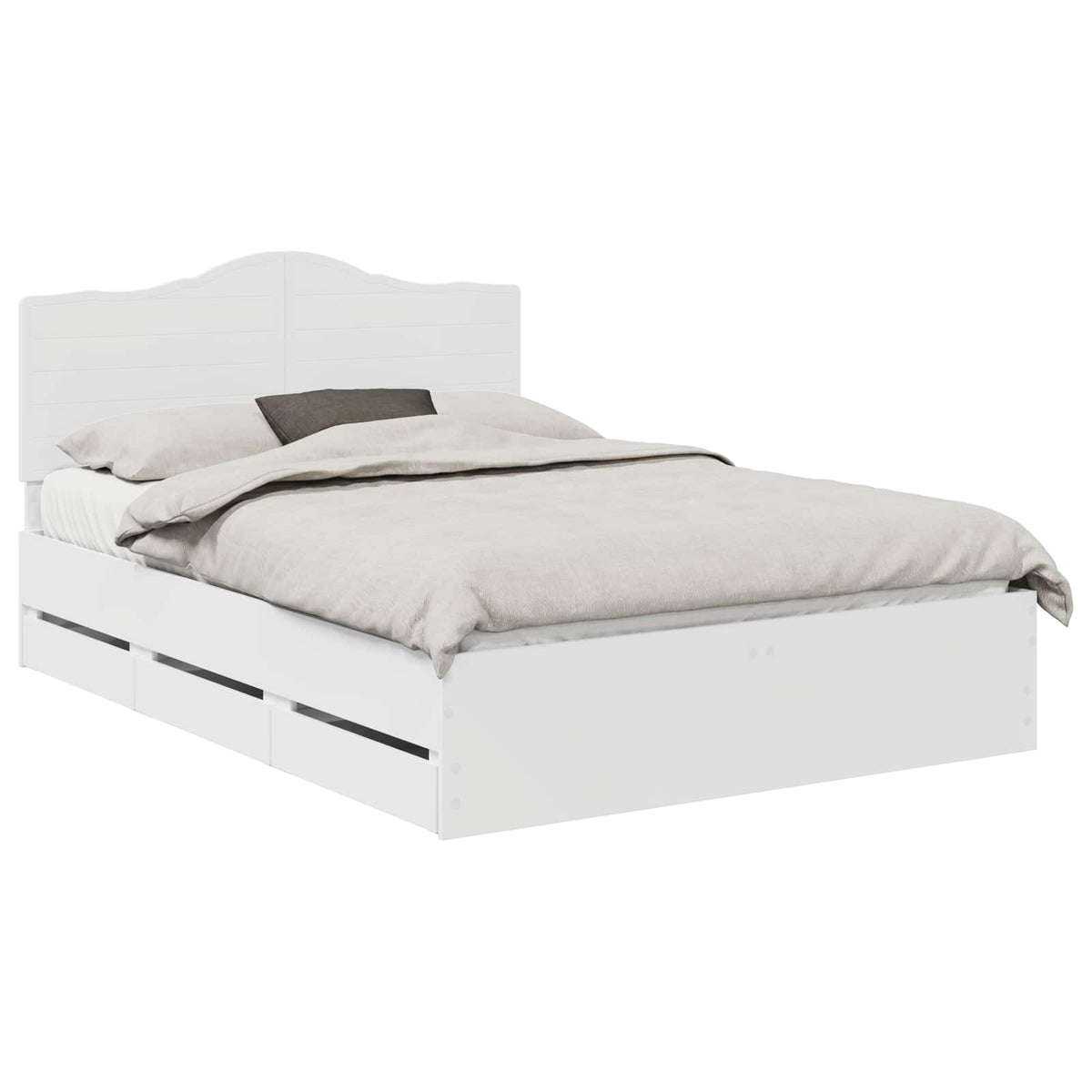 Bed Frame with Drawer White 160 x 200 cm Engineer Wood