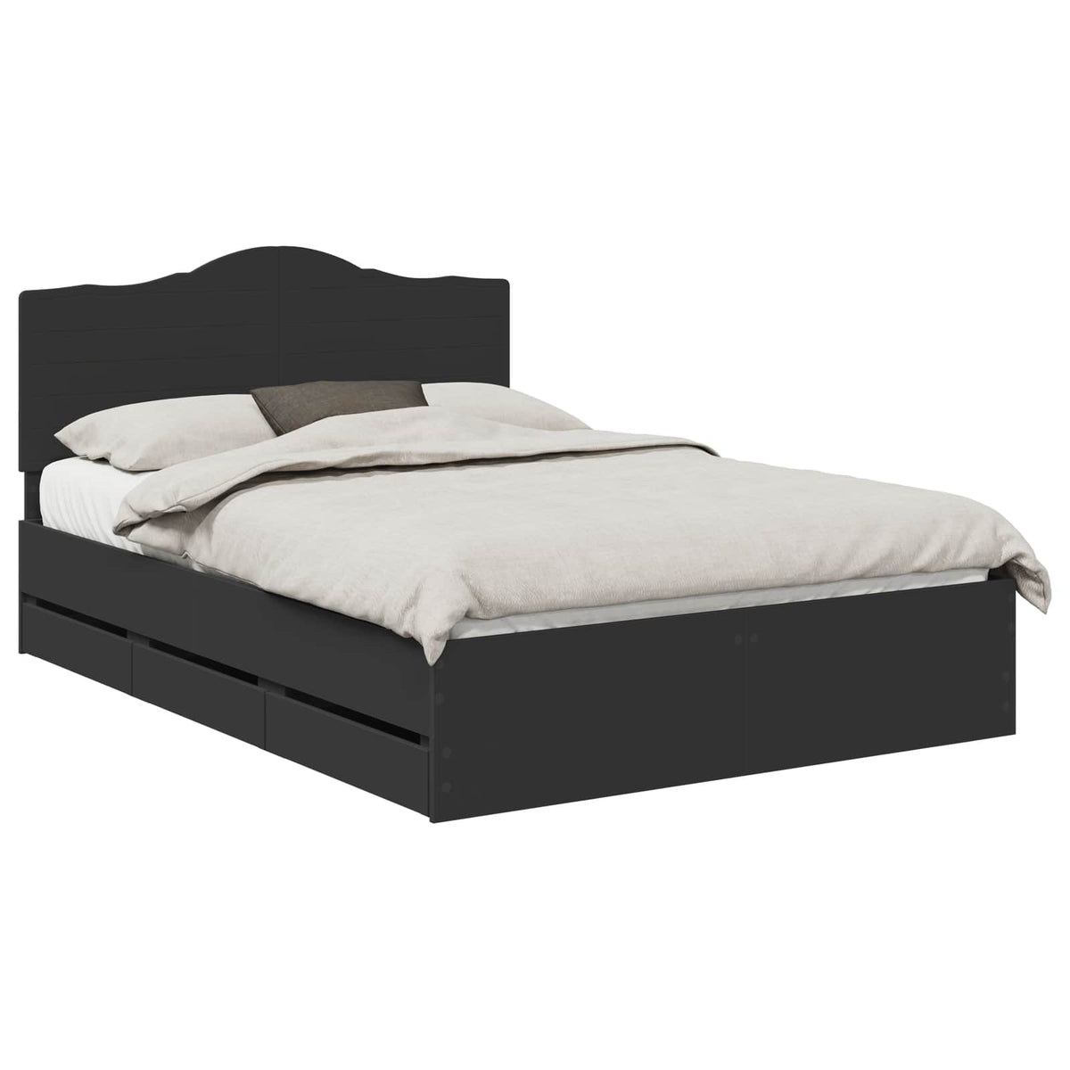 Bed Frame with Drawer Black 160 x 200 cm Engineer Wood