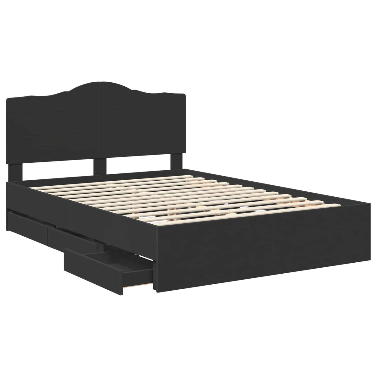 Bed Frame with Drawer Black 160 x 200 cm Engineer Wood