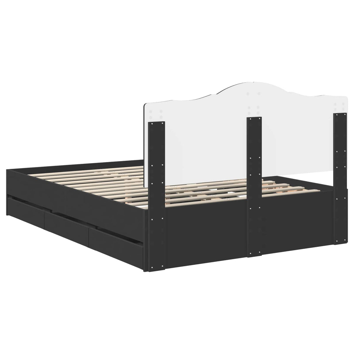 Bed Frame with Drawer Black 160 x 200 cm Engineer Wood