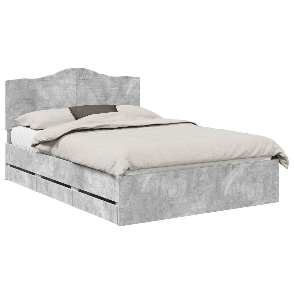 Bed Frame with Drawer Concrete Grey 160 x 200 cm Engineer Wood