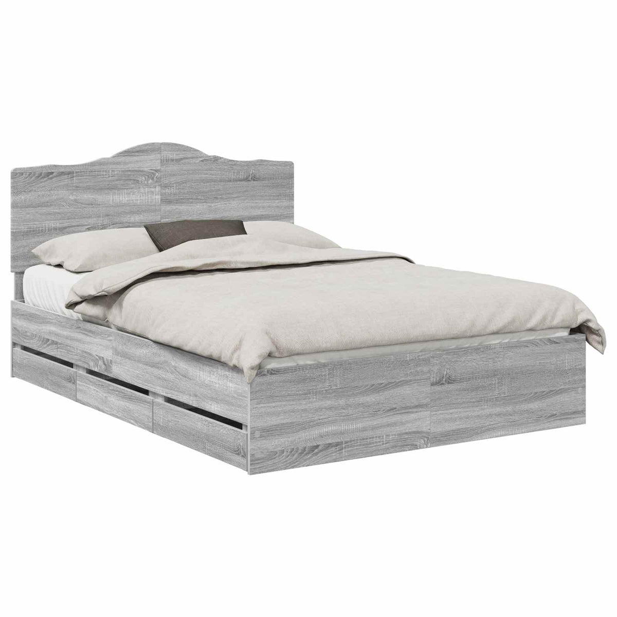Bed Frame with Drawer Grey Sonoma 160 x 200 cm Engineer Wood