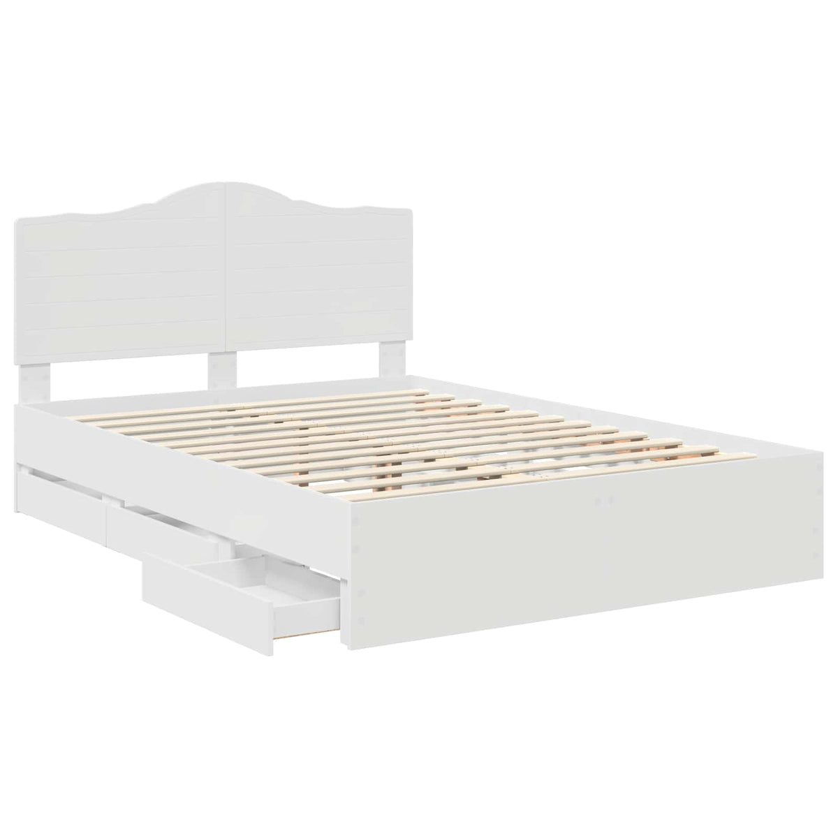 Bed Frame with Drawer White 150 x 200 cm Engineer Wood