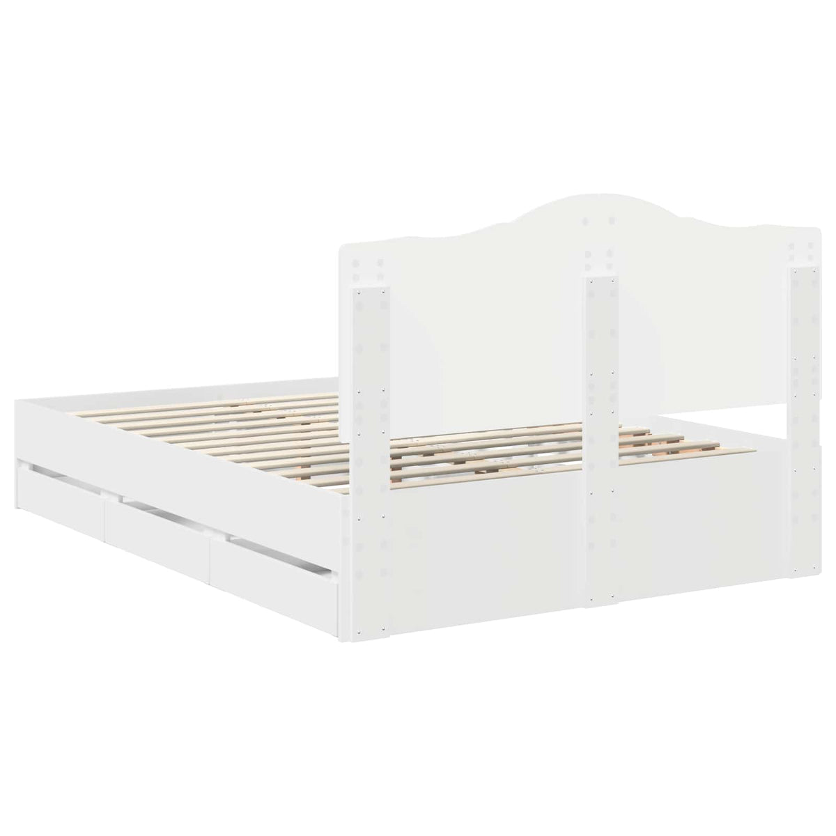 Bed Frame with Drawer White 150 x 200 cm Engineer Wood