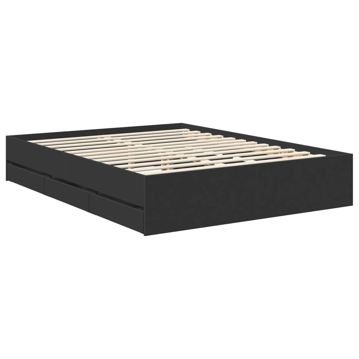 Bed Frame with Drawer Black 150 x 200 cm Engineer Wood