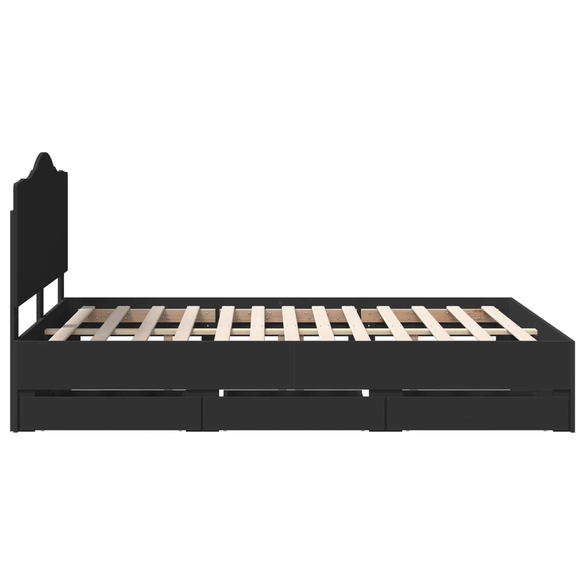 Bed Frame with Drawer Black 150 x 200 cm Engineer Wood