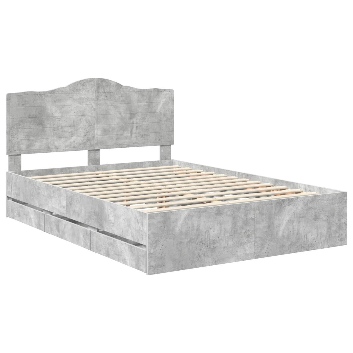 Bed Frame with Drawer Concrete Grey 150 x 200 cm Engineer Wood