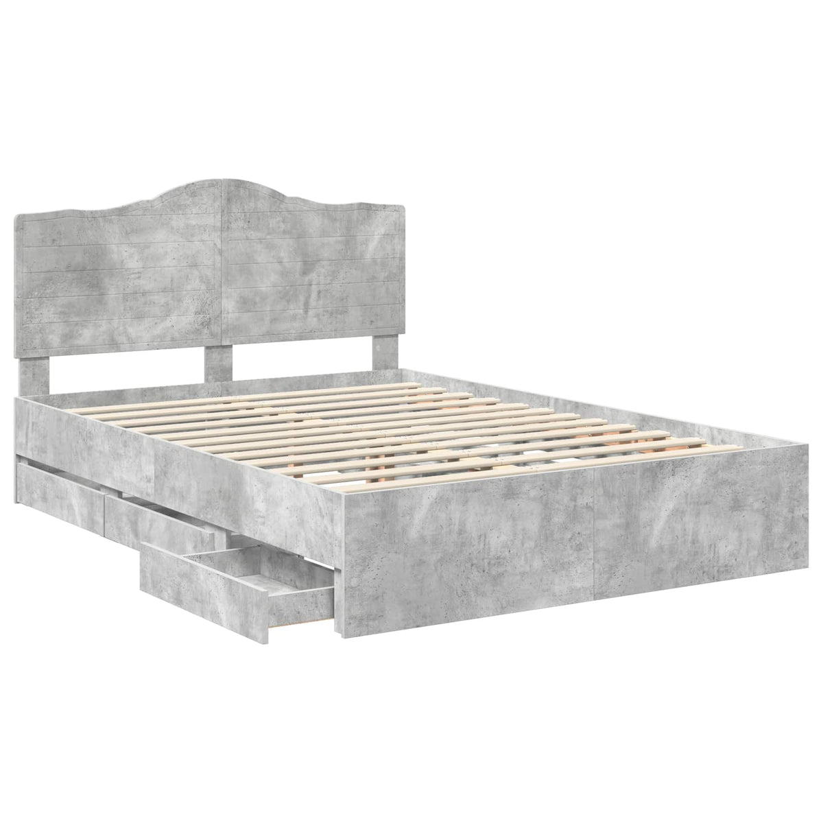 Bed Frame with Drawer Concrete Grey 150 x 200 cm Engineer Wood