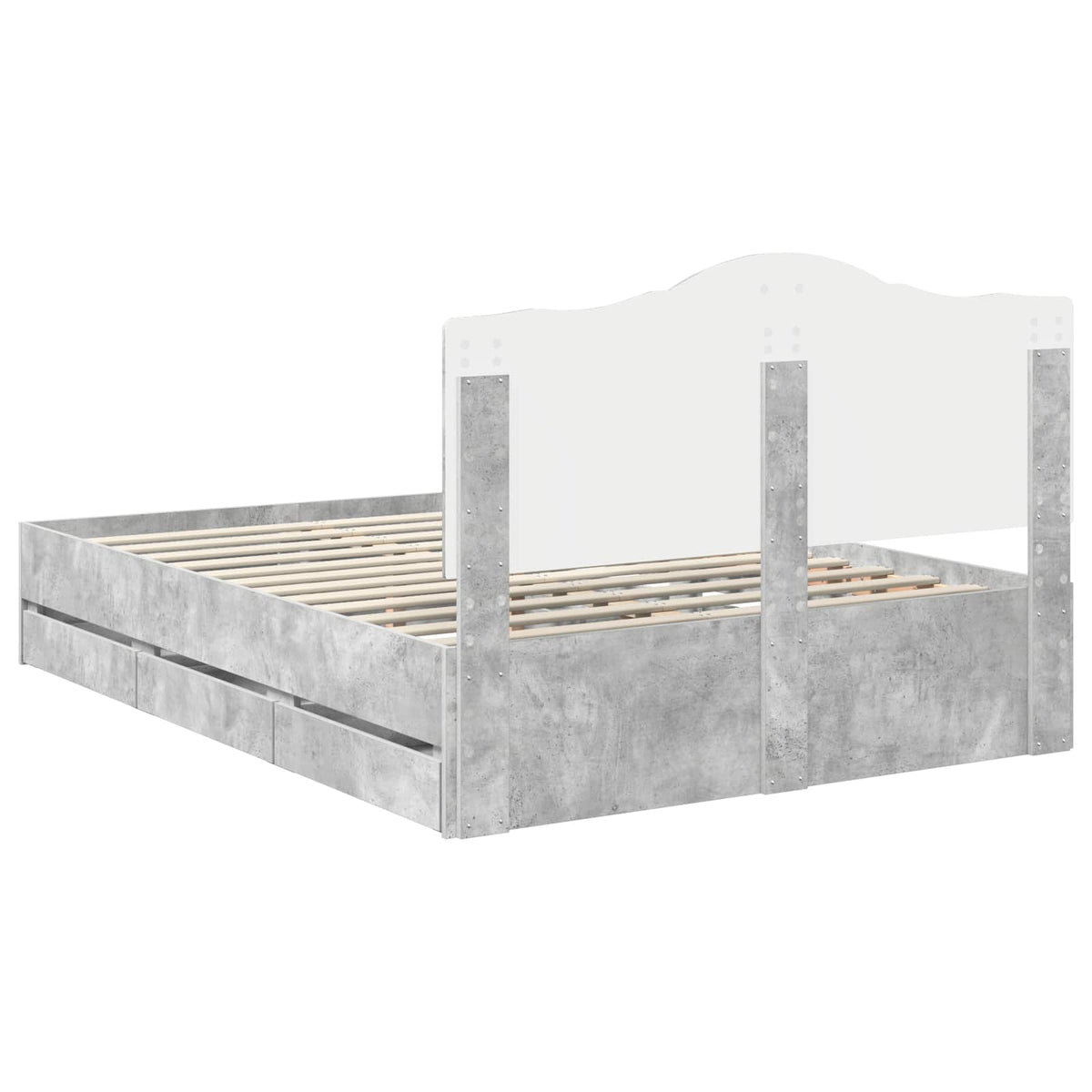 Bed Frame with Drawer Concrete Grey 150 x 200 cm Engineer Wood