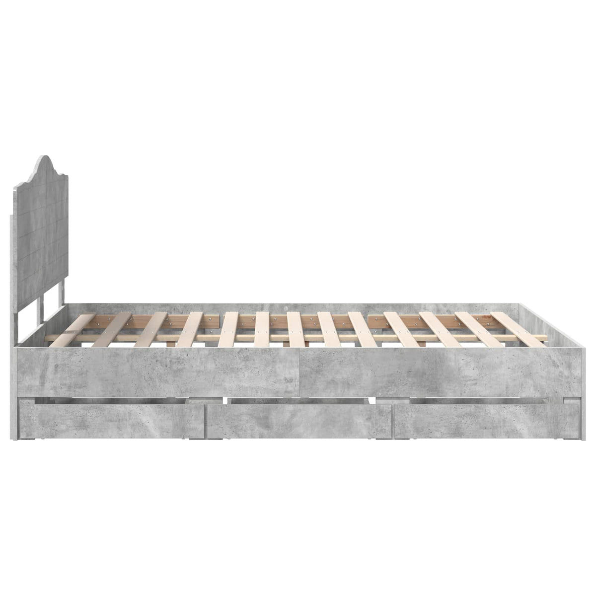 Bed Frame with Drawer Concrete Grey 150 x 200 cm Engineer Wood