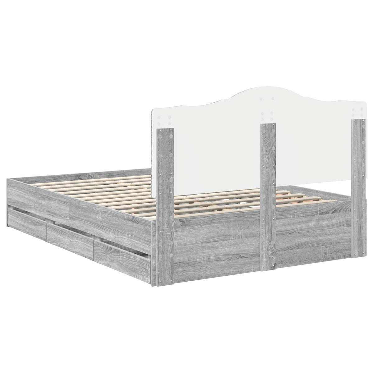 Bed Frame with Drawer Grey Sonoma 150 x 200 cm Engineer Wood