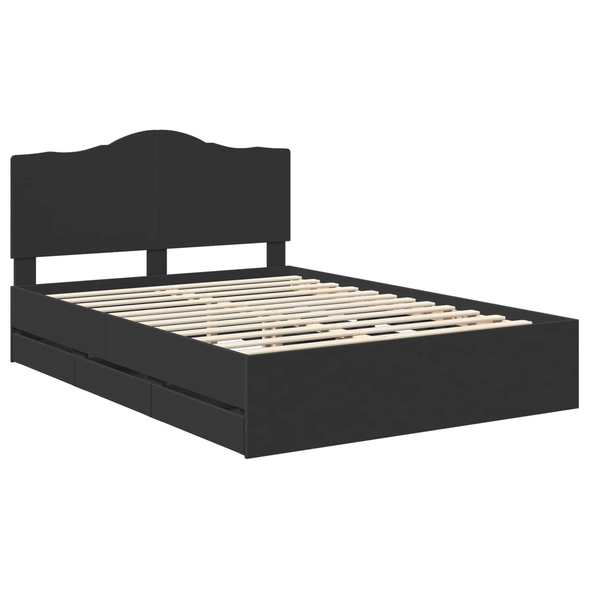 Bed Frame with Drawer Black 140 x 200 cm Engineer Wood