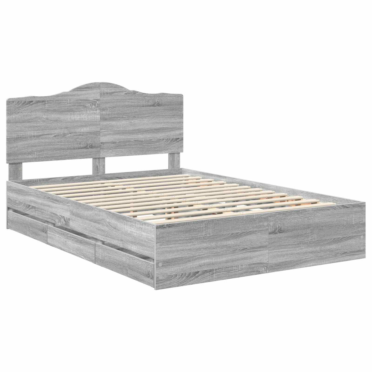 Bed Frame with Drawer Grey Sonoma 140 x 200 cm Engineer Wood