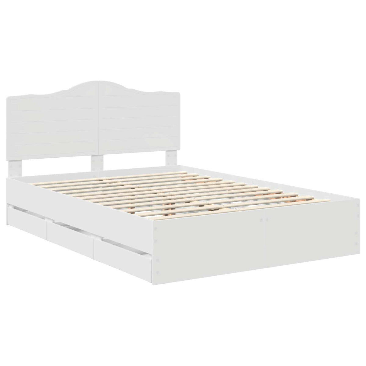 Bed Frame with Drawer White 140 x 190 cm Engineer Wood