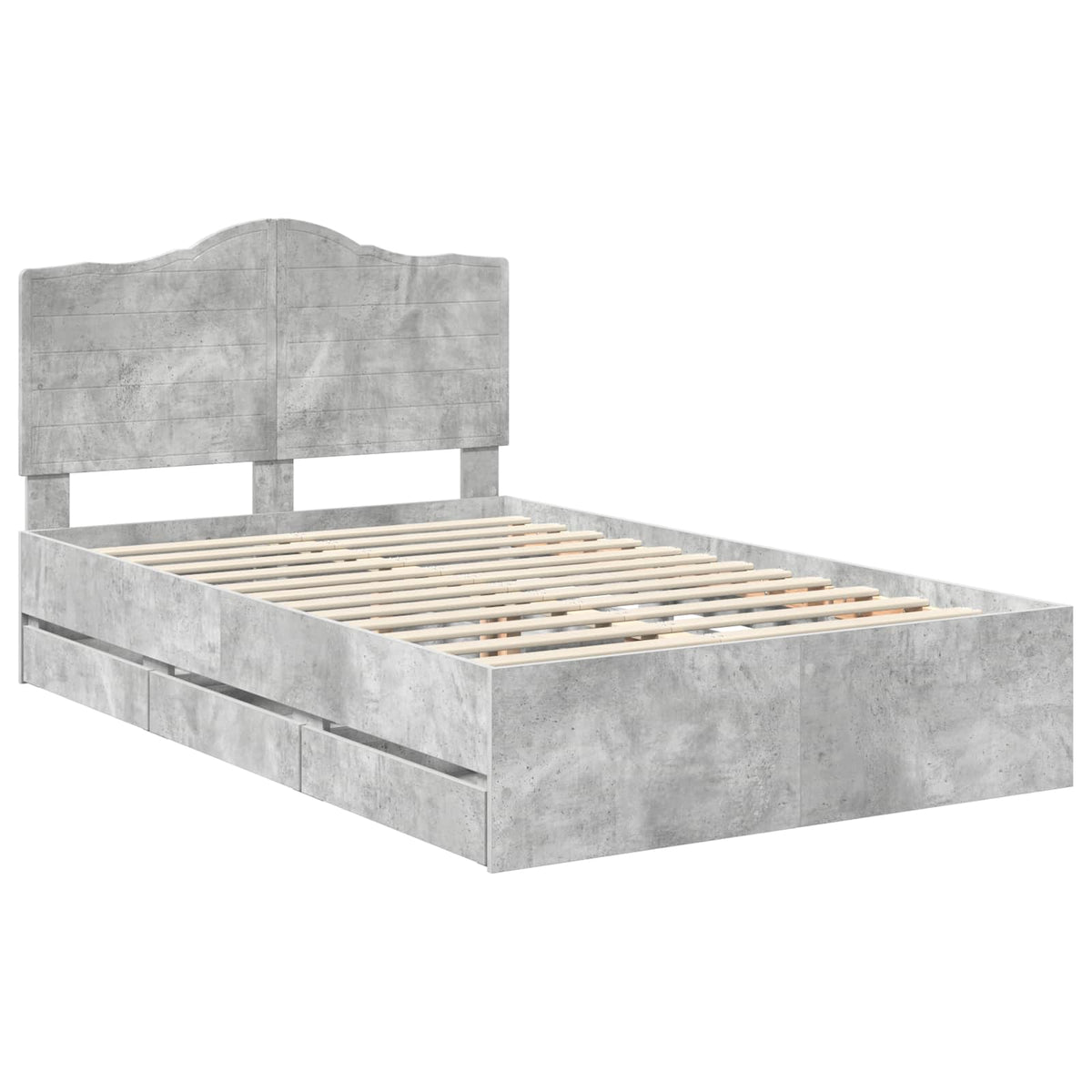 Bed Frame with Drawer Concrete Grey 135 x 190 cm Engineer Wood