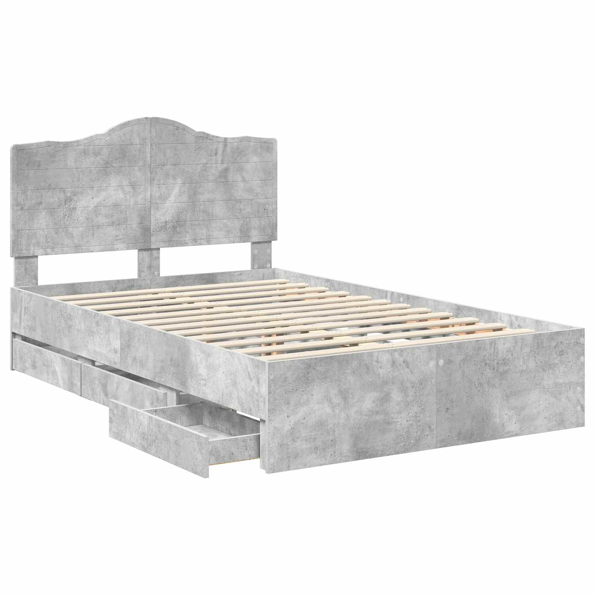 Bed Frame with Drawer Concrete Grey 135 x 190 cm Engineer Wood