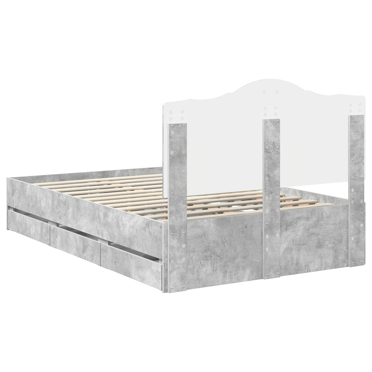 Bed Frame with Drawer Concrete Grey 135 x 190 cm Engineer Wood