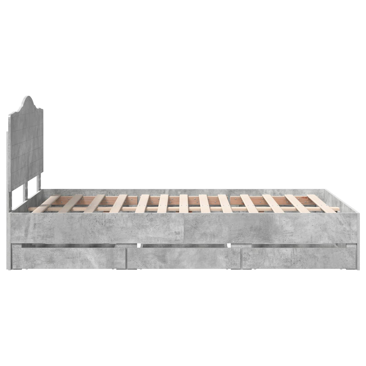 Bed Frame with Drawer Concrete Grey 135 x 190 cm Engineer Wood