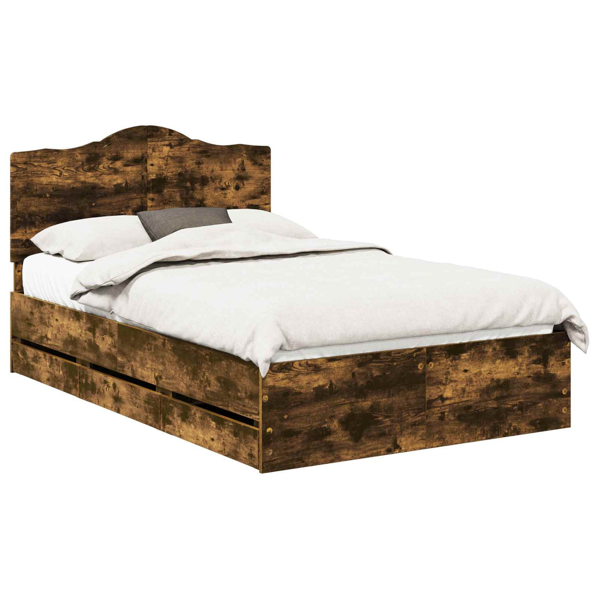 Bed Frame with Drawer Smoked Oak 120 x 200 cm Engineer Wood
