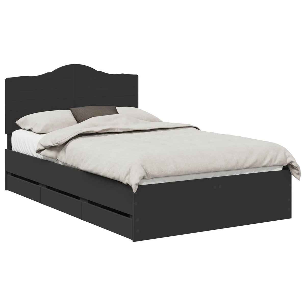 Bed Frame with Drawer Black 120 x 190 cm Engineer Wood