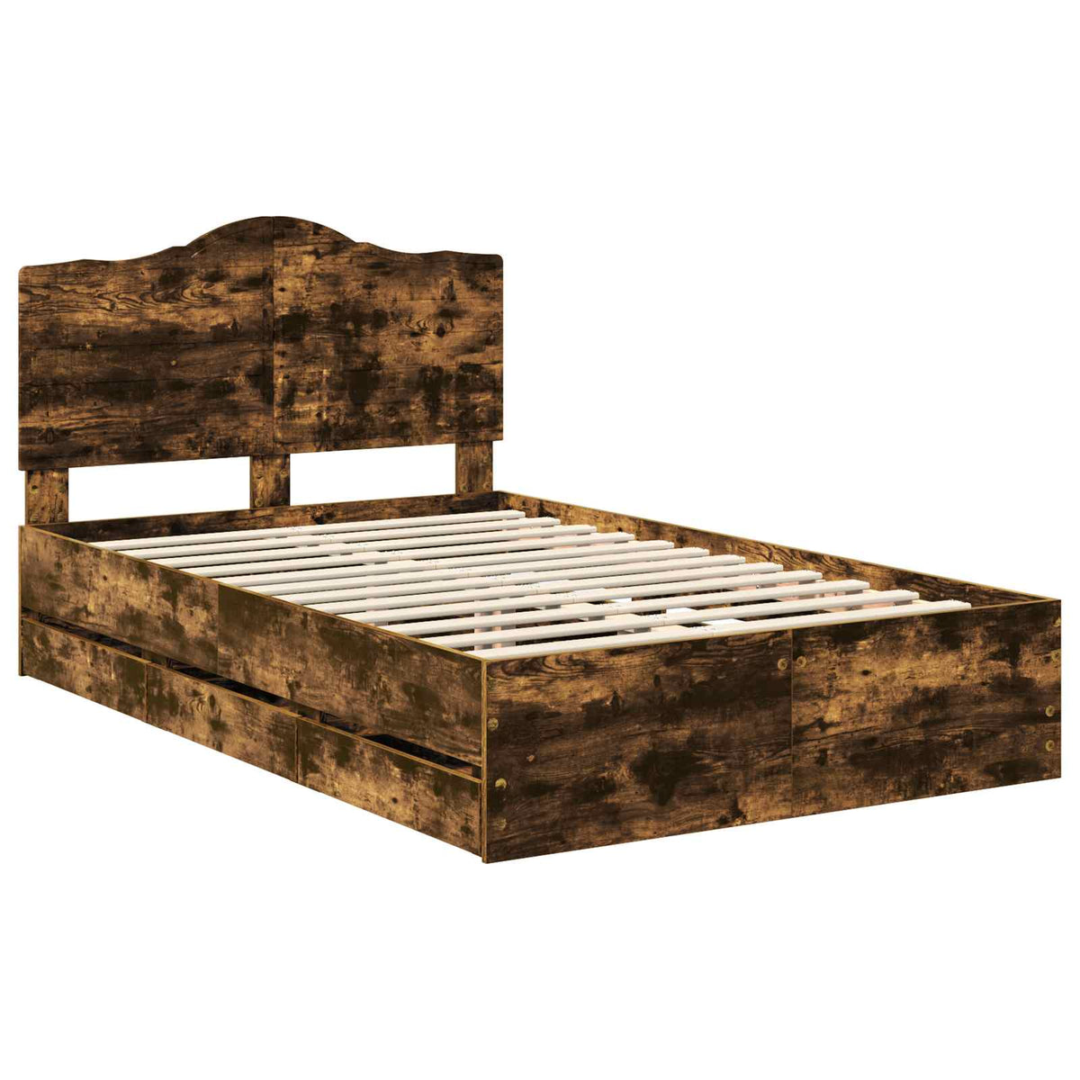Bed Frame with Drawer Smoked Oak 120 x 190 cm Engineer Wood