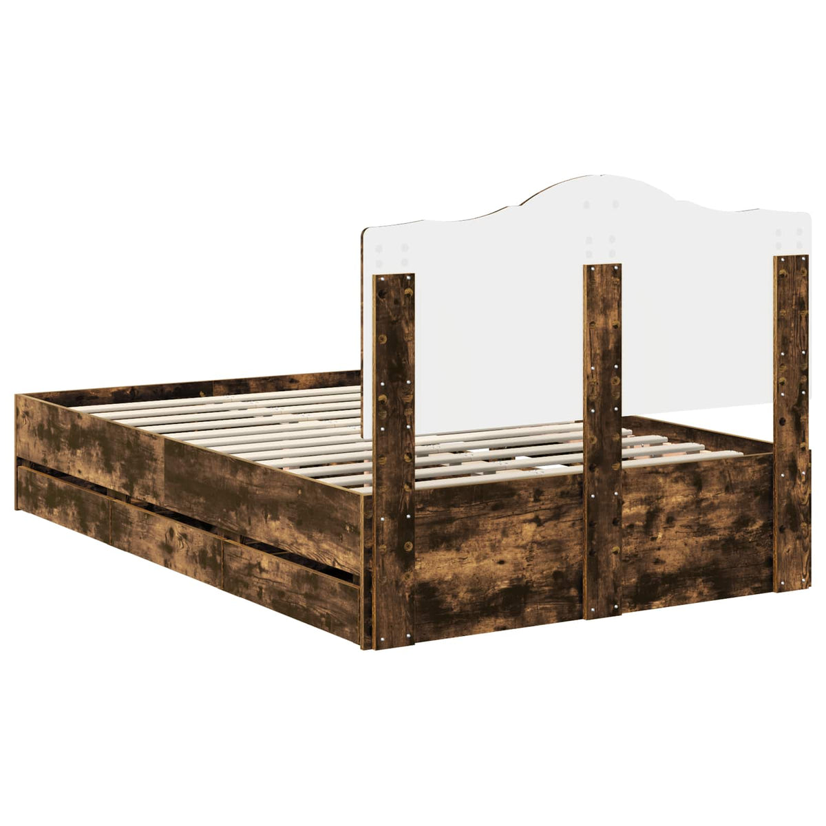 Bed Frame with Drawer Smoked Oak 120 x 190 cm Engineer Wood