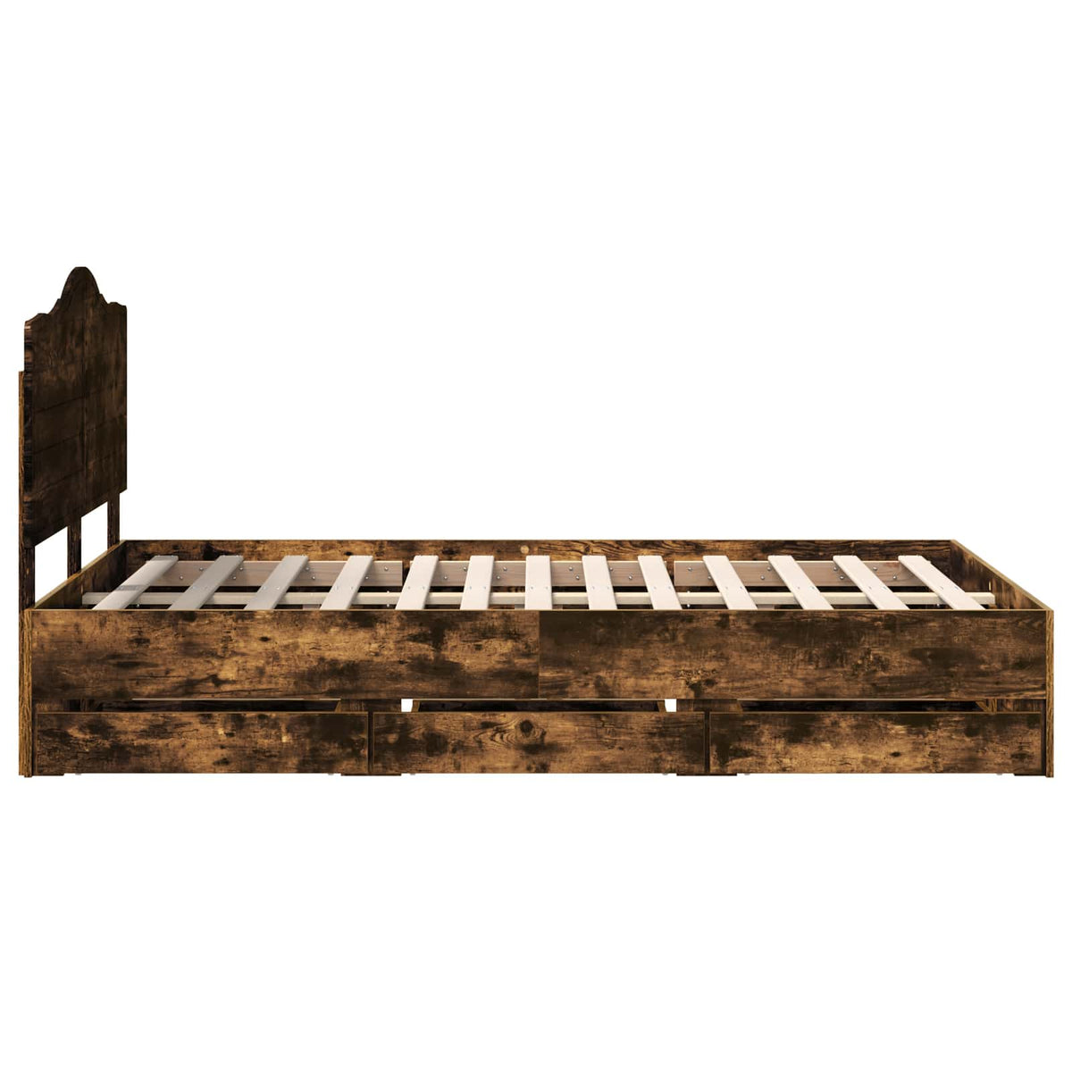 Bed Frame with Drawer Smoked Oak 120 x 190 cm Engineer Wood