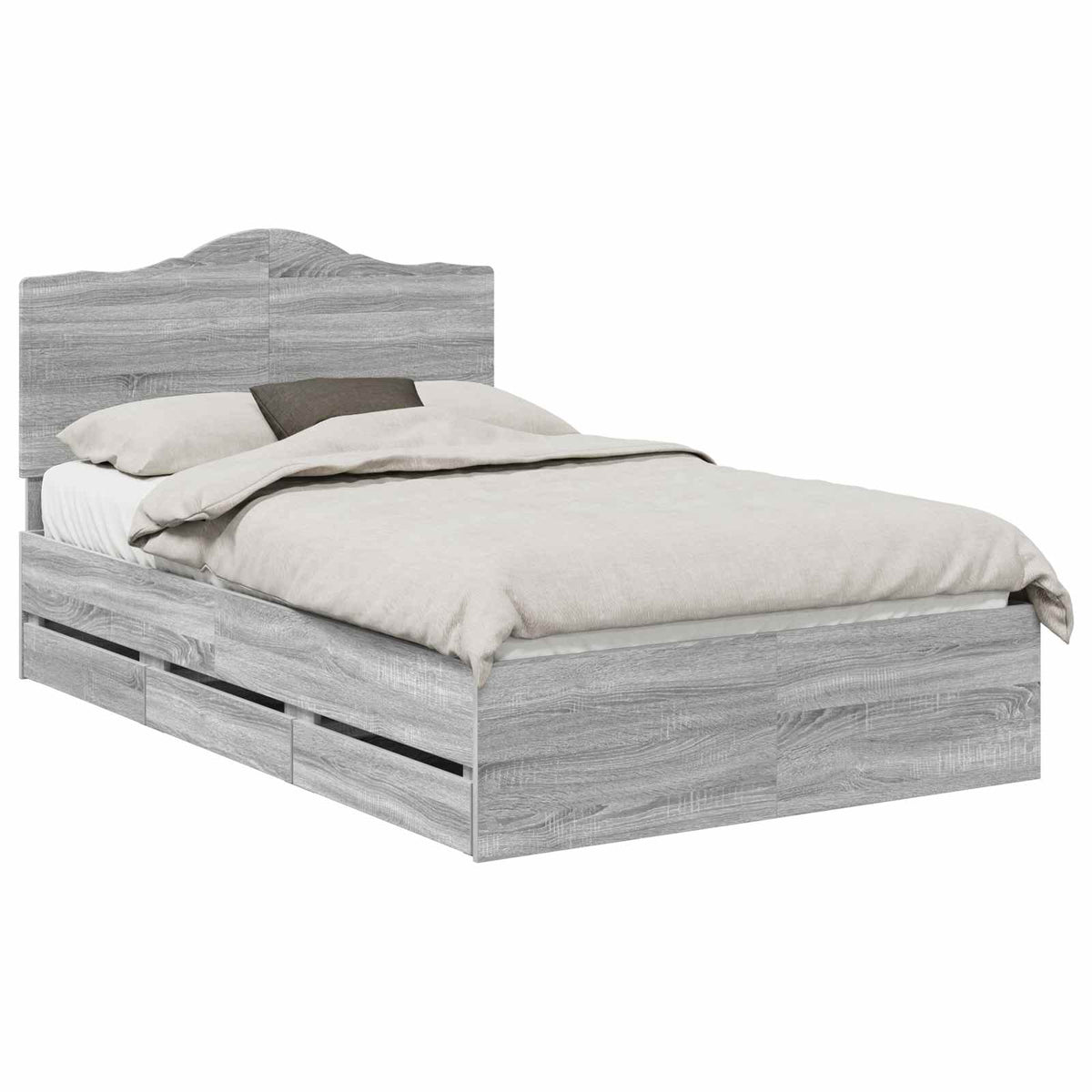 Bed Frame with Drawer Grey Sonoma 120 x 190 cm Engineer Wood