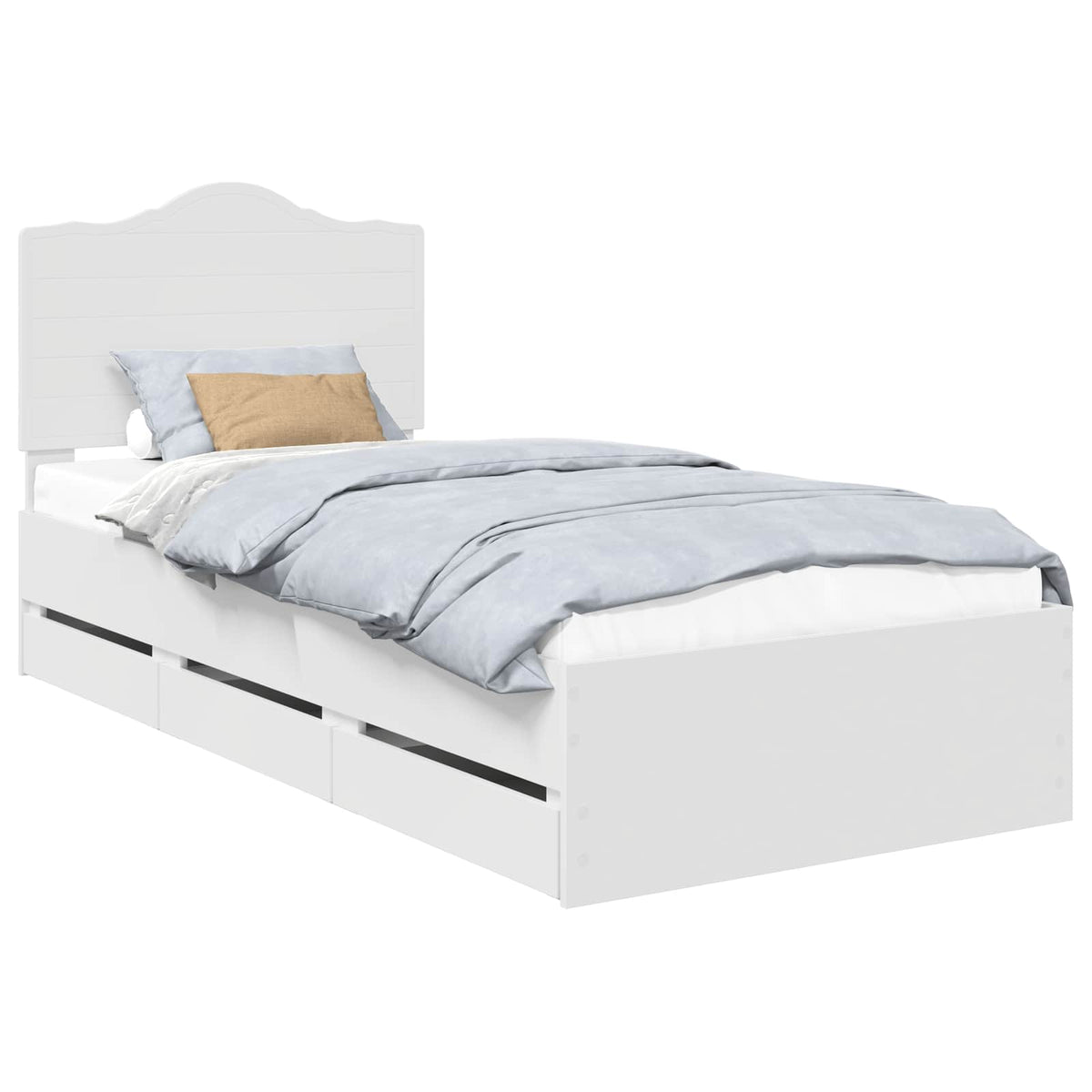 Bed Frame with Drawer White 100 x 200 cm Engineer Wood