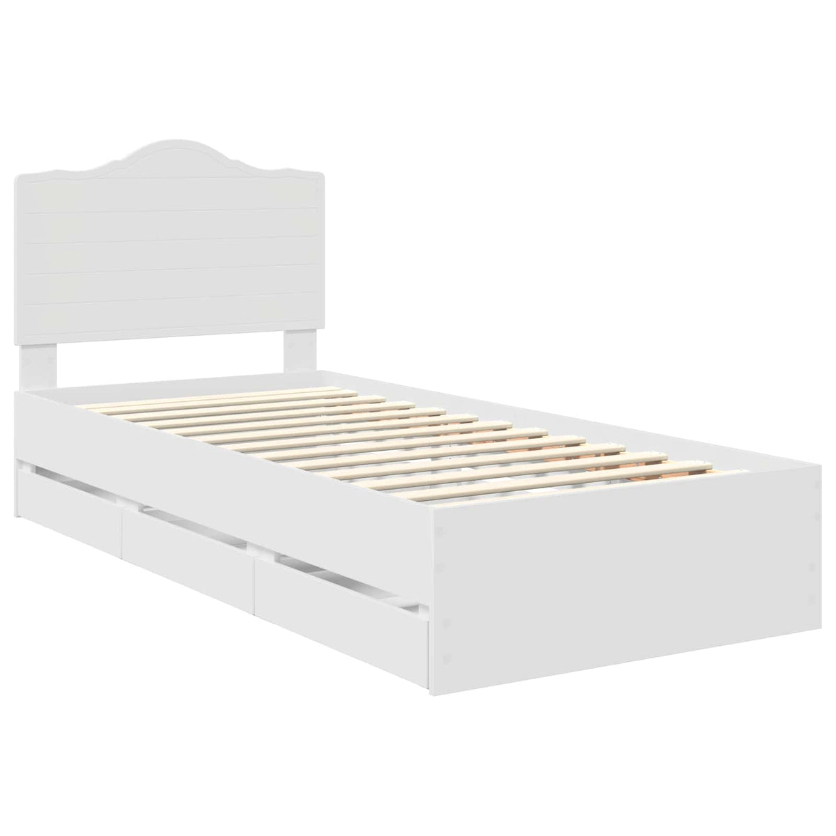 Bed Frame with Drawer White 100 x 200 cm Engineer Wood