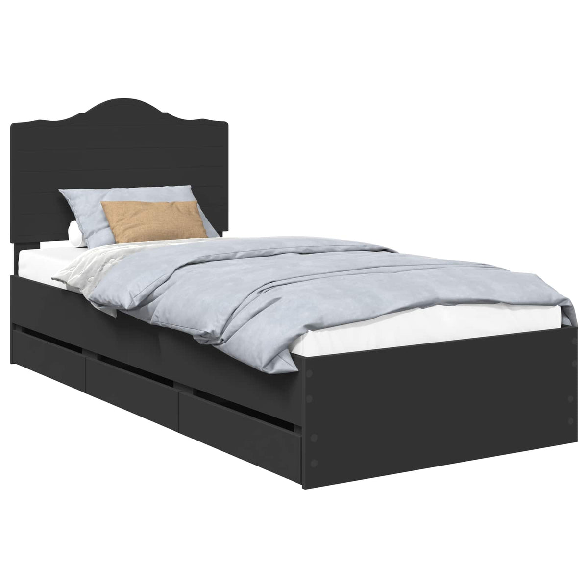 Bed Frame with Drawer Black 100 x 200 cm Engineer Wood