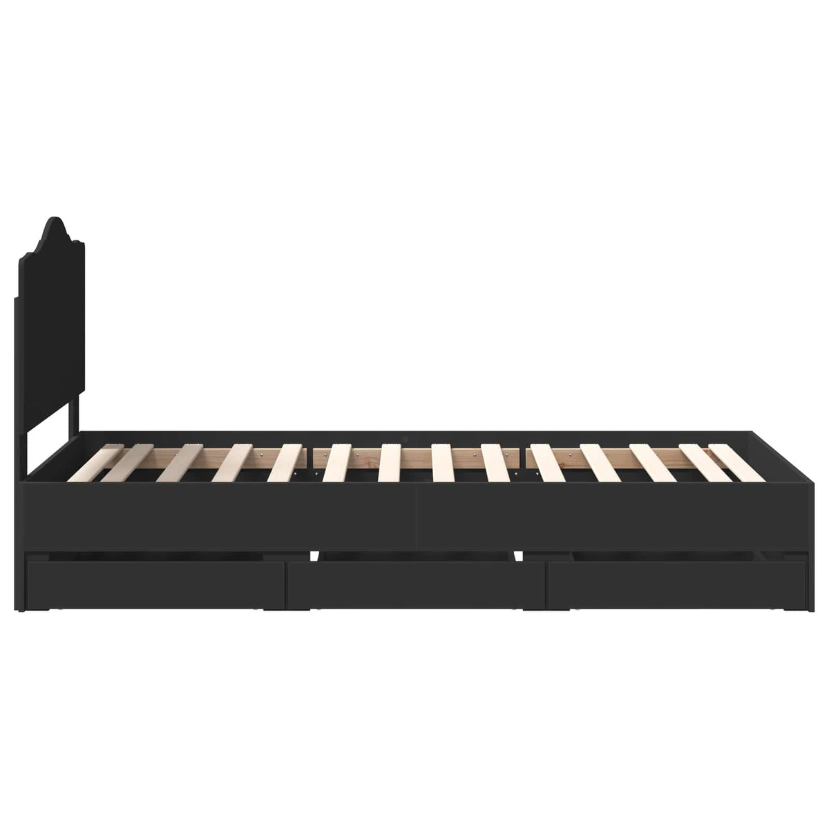 Bed Frame with Drawer Black 100 x 200 cm Engineer Wood