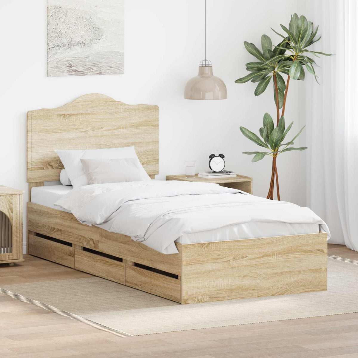 Bed Frame with Drawer Sonoma Oak 100 x 200 cm Engineer Wood