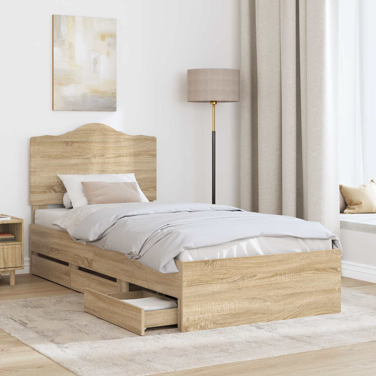 Bed Frame with Drawer Sonoma Oak 100 x 200 cm Engineer Wood
