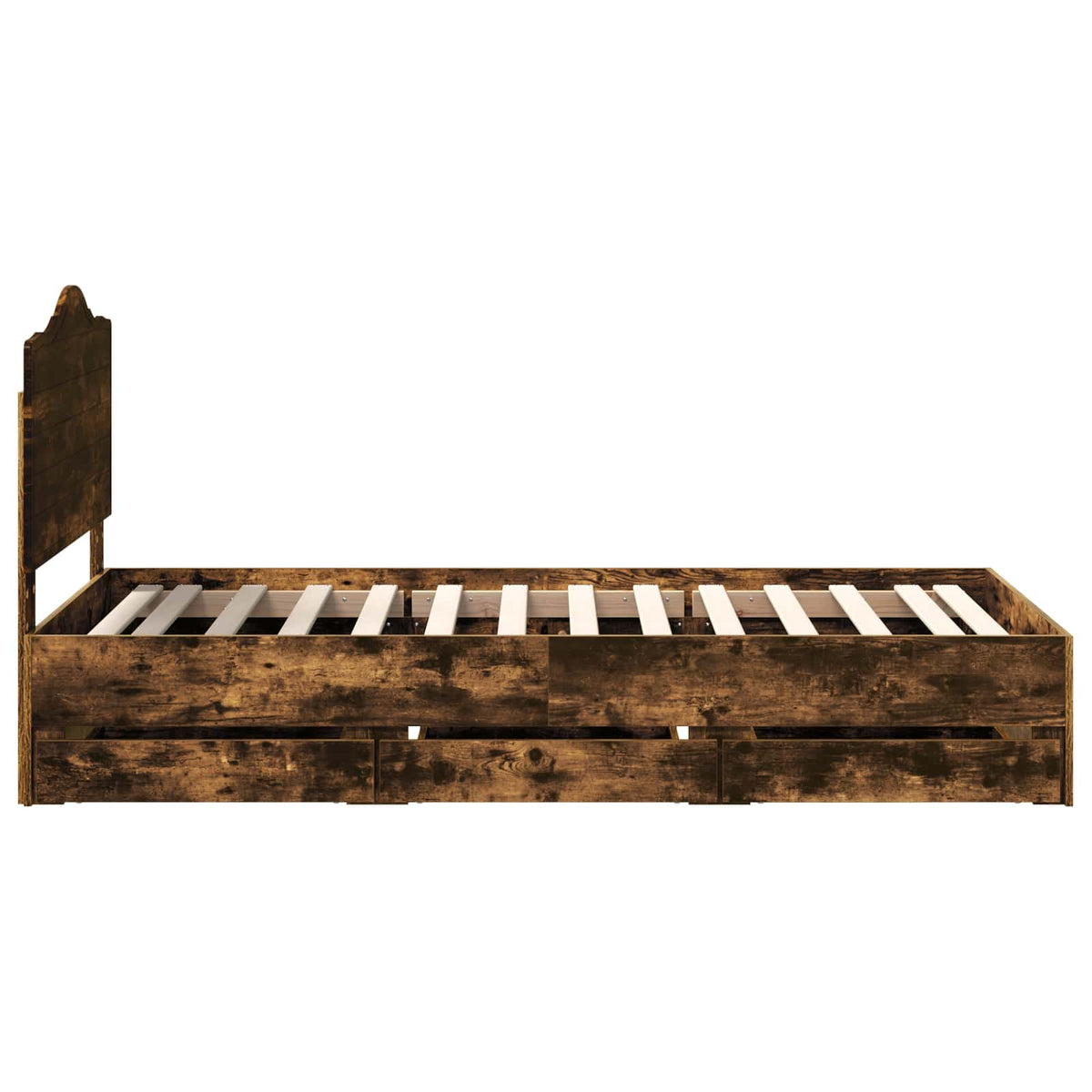 Bed Frame with Drawer Smoked Oak 100 x 200 cm Engineer Wood