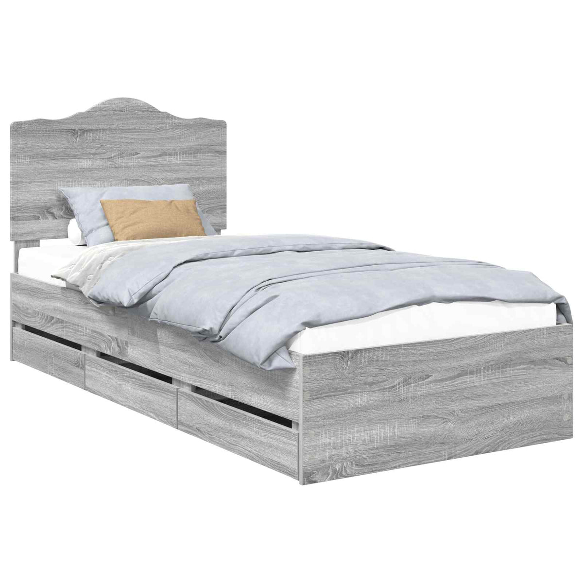 Bed Frame with Drawer Grey Sonoma 100 x 200 cm Engineer Wood