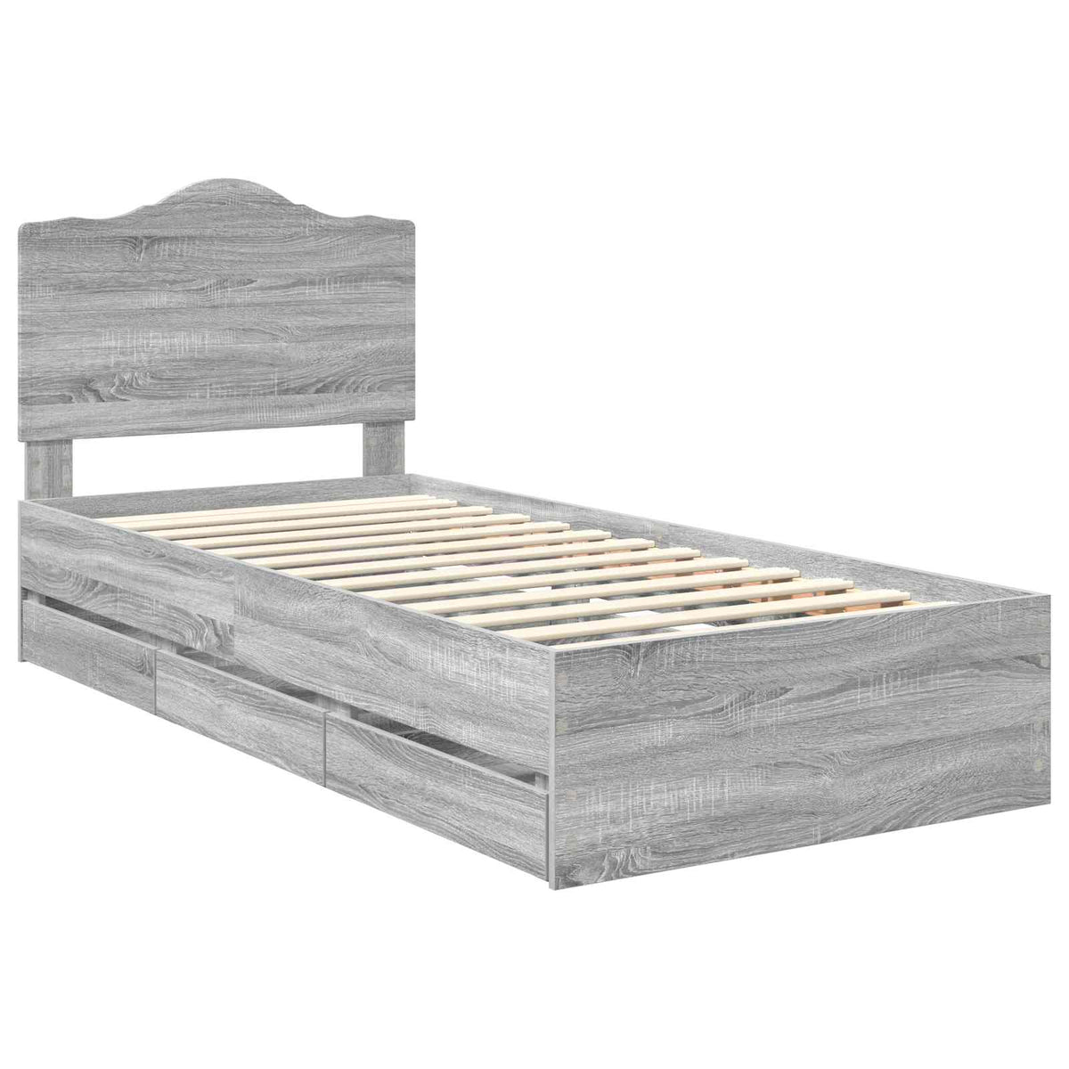 Bed Frame with Drawer Grey Sonoma 100 x 200 cm Engineer Wood
