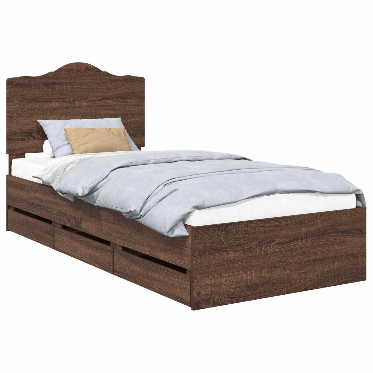 Bed Frame with Drawer Brown Oak 100 x 200 cm Engineer Wood