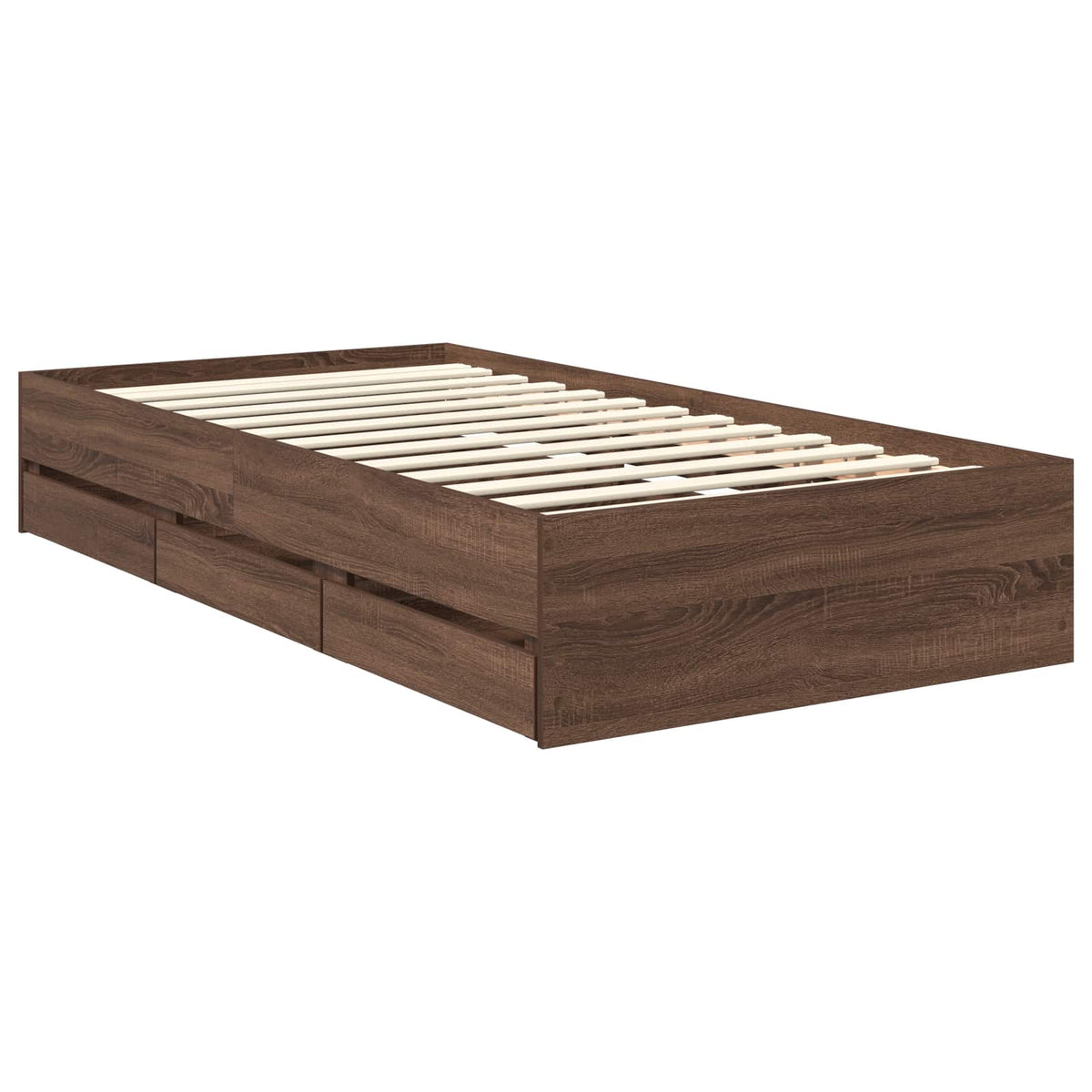 Bed Frame with Drawer Brown Oak 100 x 200 cm Engineer Wood