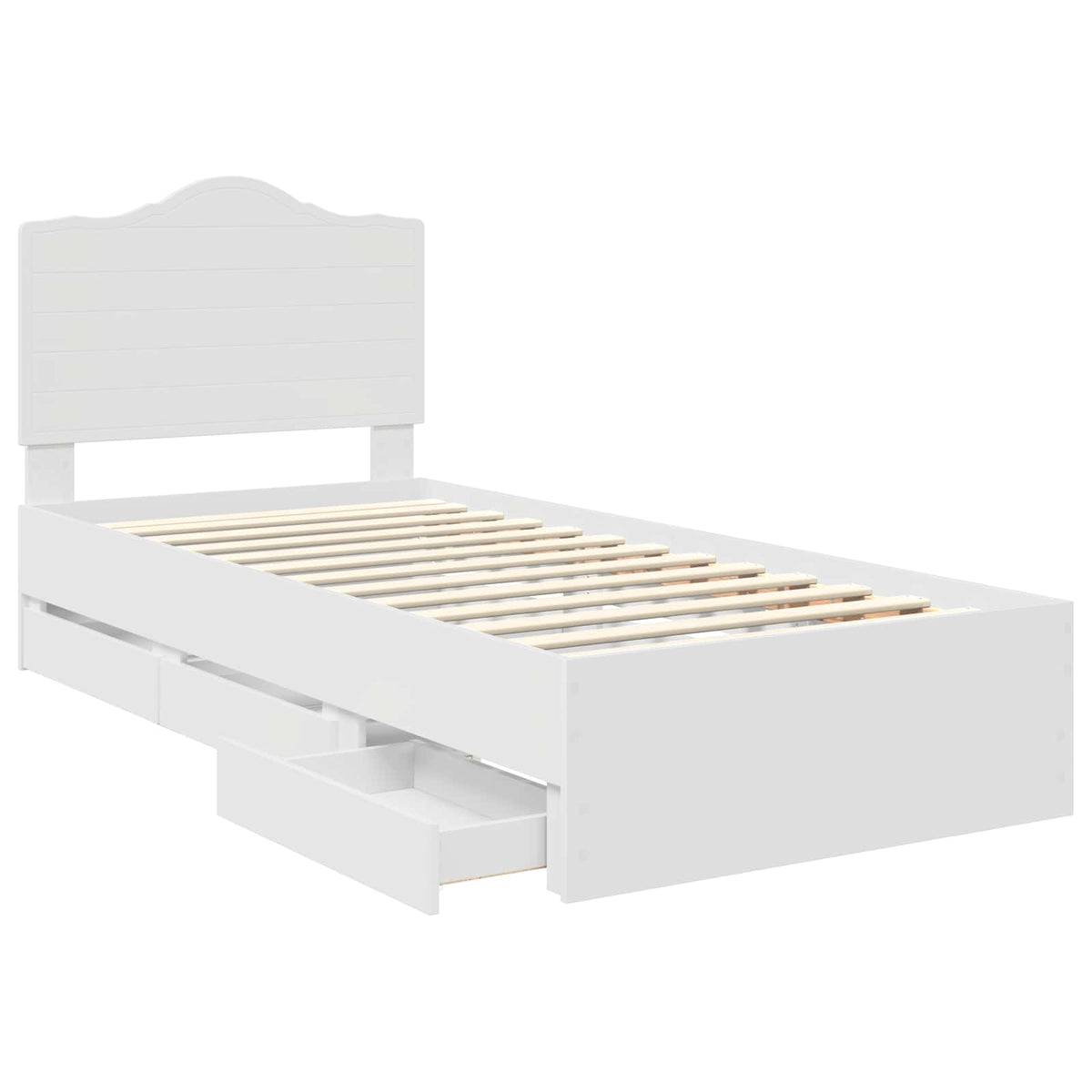 Bed Frame with Drawer White 90 x 200 cm Engineer Wood