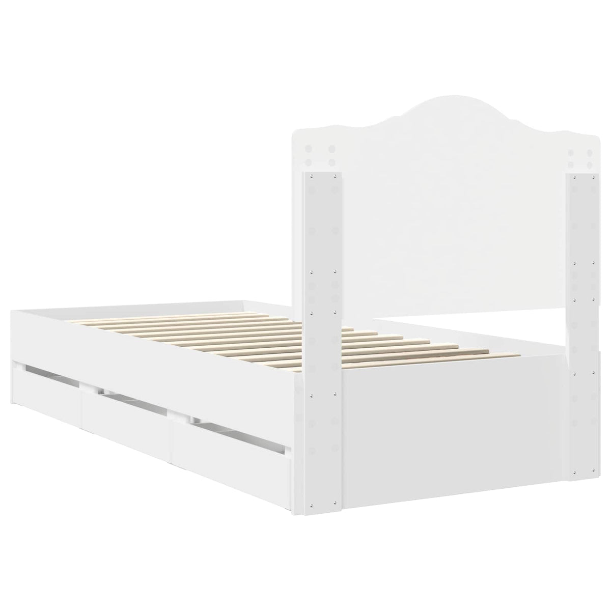 Bed Frame with Drawer White 90 x 200 cm Engineer Wood
