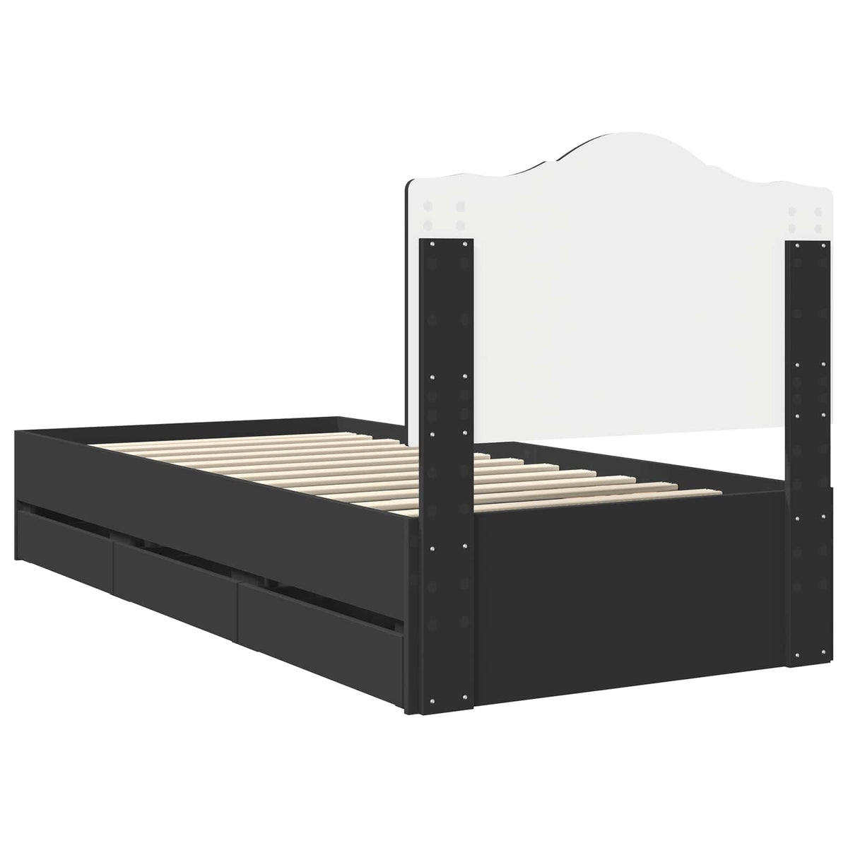 Bed Frame with Drawer Black 90 x 200 cm Engineer Wood