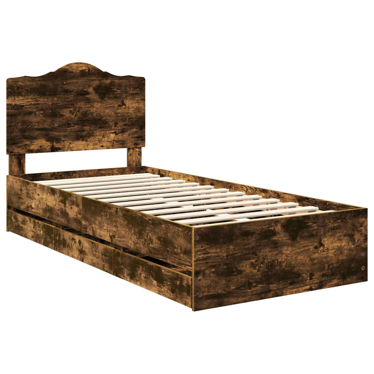 Bed Frame with Drawer Smoked Oak 90 x 200 cm Engineer Wood