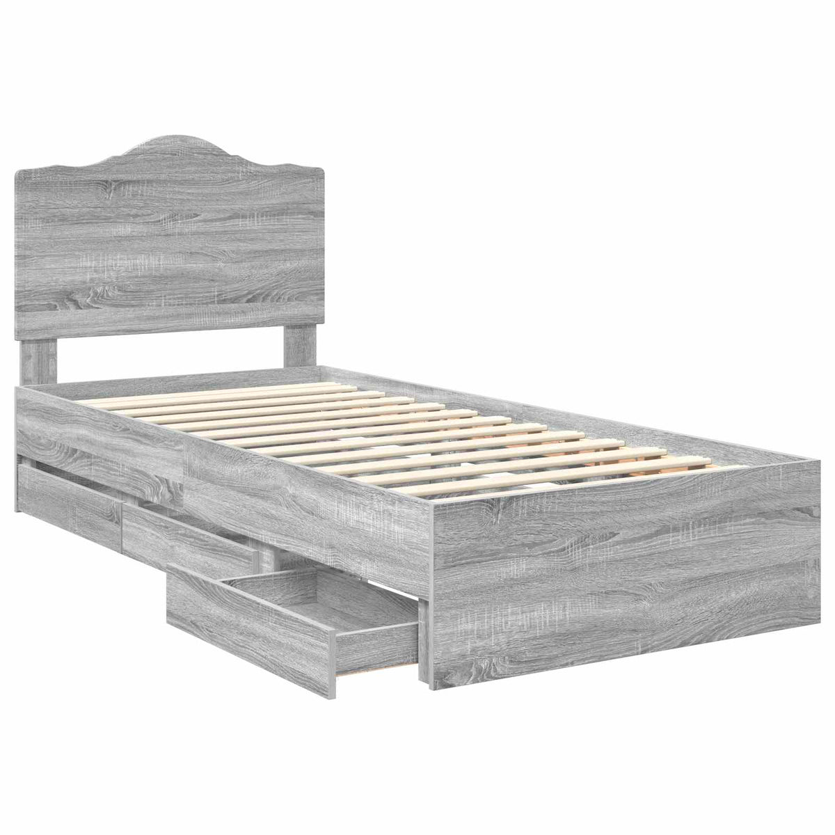 Bed Frame with Drawer Grey Sonoma 90 x 200 cm Engineer Wood