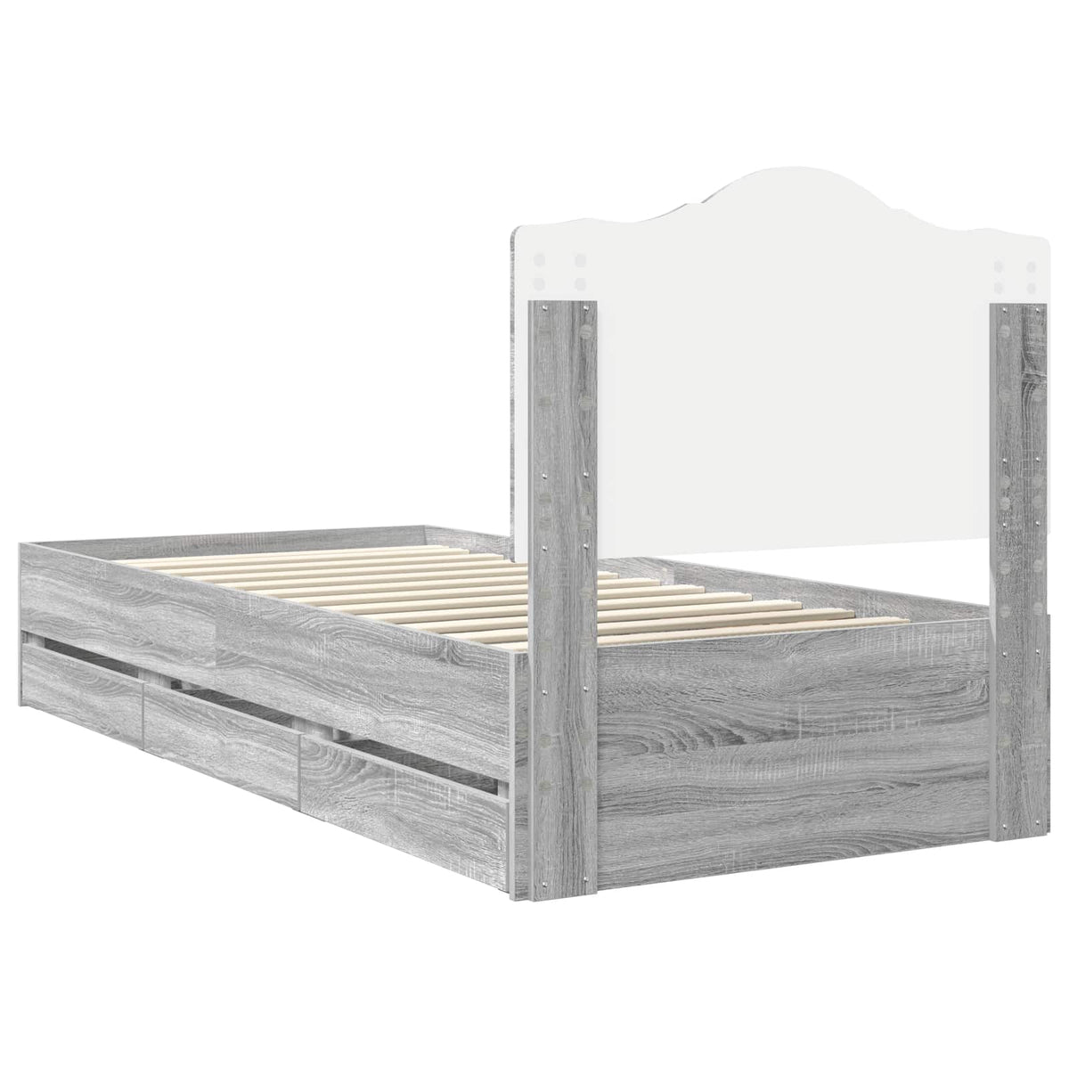 Bed Frame with Drawer Grey Sonoma 90 x 200 cm Engineer Wood