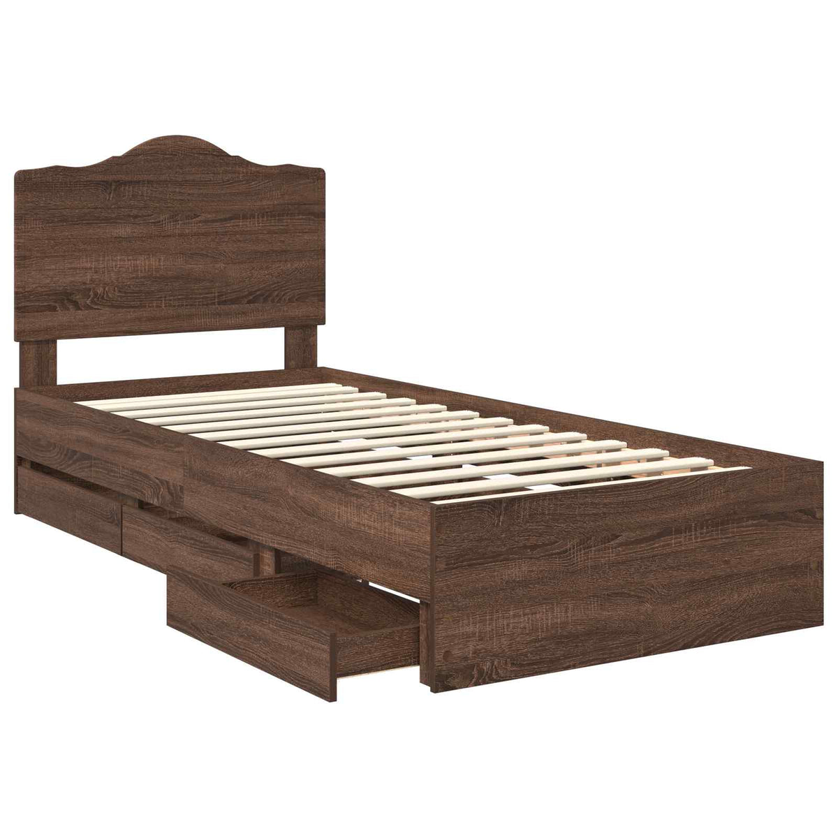 Bed Frame with Drawer Brown Oak 90 x 200 cm Engineer Wood