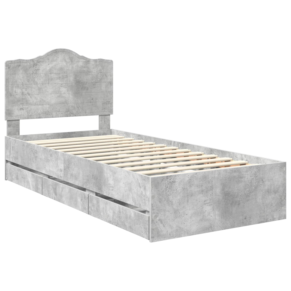 Bed Frame with Drawer Concrete Grey 90 x 190 cm Engineer Wood