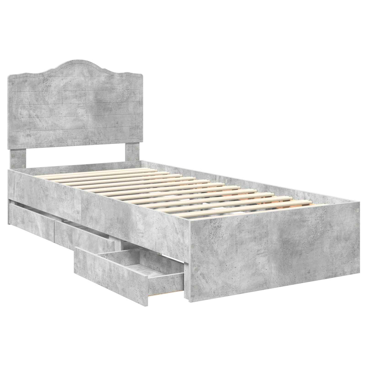 Bed Frame with Drawer Concrete Grey 90 x 190 cm Engineer Wood